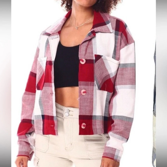 Ashley by 26 International Blue Combo Plaid Button Down NWT - Picture 2 of 7